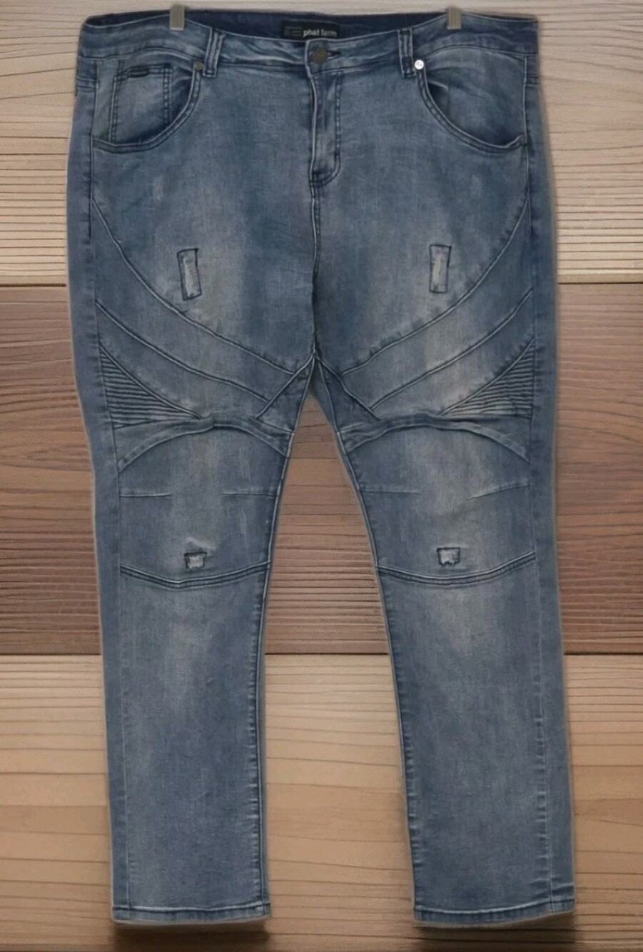 Phat Farm Men’s 40x30 Skinny Jeans Distressed Stretch Denim Streetwear Y2K 90s